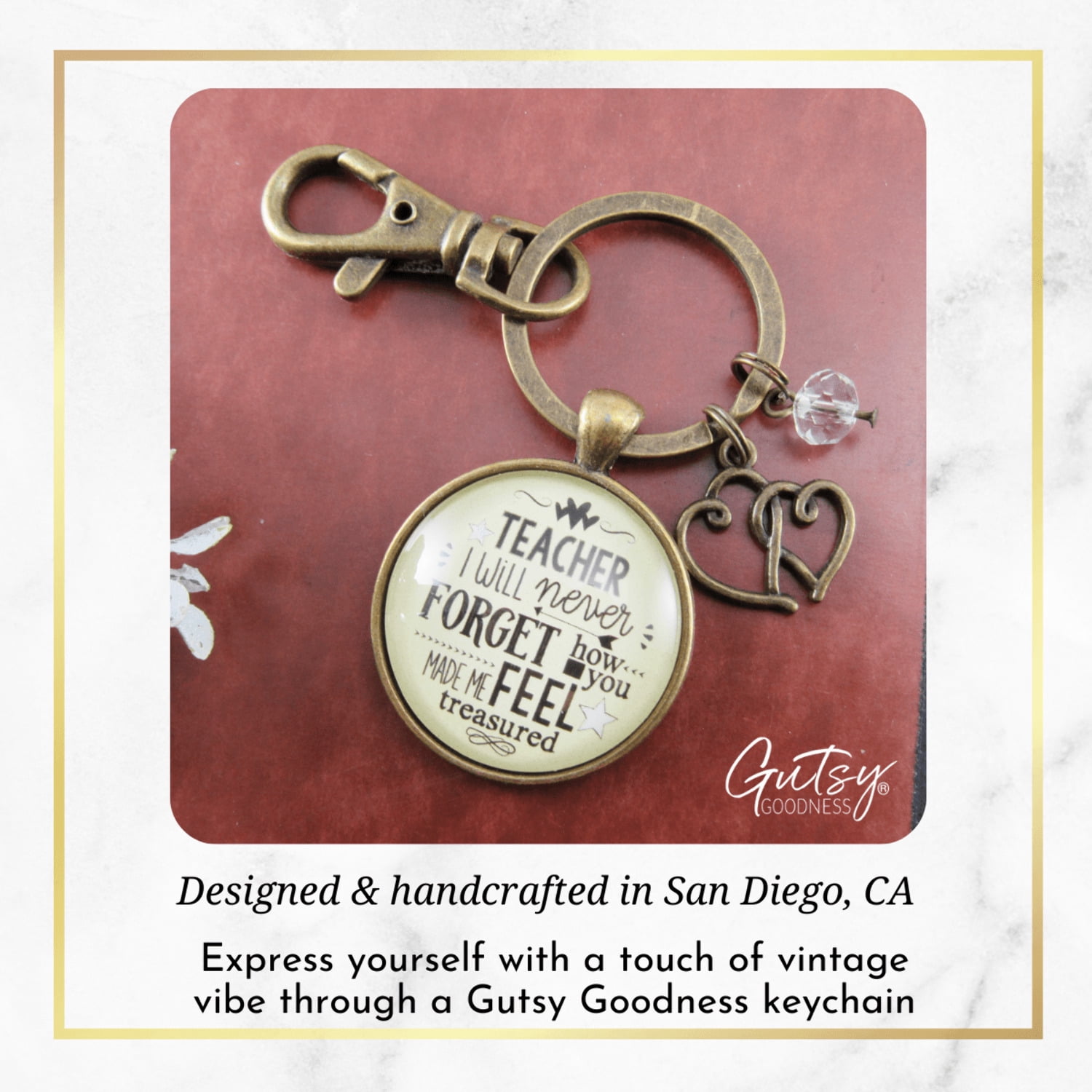 Teacher Keychain I Will Never Forget Inspirational Life Adult Jewelry Appreciation Gift