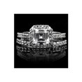 thumbnail image 4 of Cushion Cut Cz Sterling Silver 2-Pc Ring Set Clear Halo Matching Wedding Carved, 4 of 4