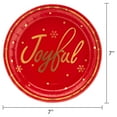 7 in Dia, 12 Count Red and Gold Print and Foil Round Disposable Paper Plate, Christmas