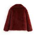 thumbnail image 4 of Faux Fur Coat, Yigetop Women's Faux Coat Long Sleeve Lapel Shaggy Winter Jacket Warm Furry Open Front Outerwear Fur Jacket Red L, 4 of 4