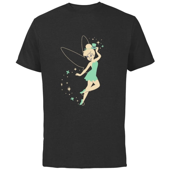 Disney Tinker Bell Lucky Leprechaun Hat St Patrick’s Day - Short Sleeve Cotton T-Shirt for Adults - Customized-Black