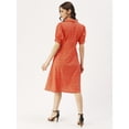 thumbnail image 3 of DressBerry Women’s Printed Poly Crepe Dress Collared V Neck Flared Short Puffed Sleeves Knee Length Regular Wear Light Weighted Casual Summer One Piece, 3 of 7