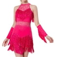 thumbnail image 1 of Vestido de baile con flecos y lentejuelas para mujer perfecl Rosa rojo XL, 1 of 8