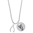 thumbnail image 1 of Delight Jewelry Silvertone Wishbone Silvertone Script Initial Disc - G - Charm Necklace, 20"+3", 1 of 4
