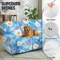 thumbnail image 5 of COEQINE Recliner Sofa Cover Polyester 3 Seater Reclining Chair Protector 8 Pieces Stretch Recliner Chair Cover Dog Couch Slipcover for Living Room, Daisy Boho Floral Tie-dye Blue, 5 of 8
