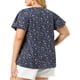 thumbnail image 4 of GRACE & GRANDEUR Camisa Blusa de Chiffon Floral de Manga Corta con Escote en Llave para Mujeres Talla Grande 5X Azul Marino, 4 of 8