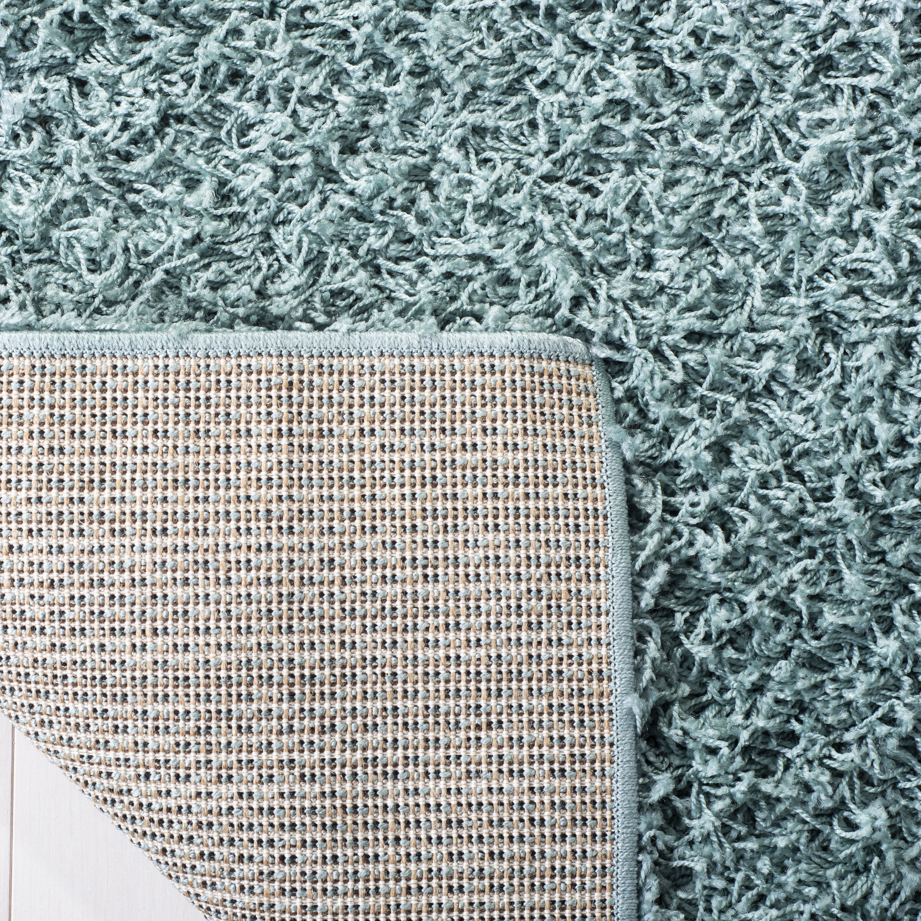 SAFAVIEH Lavena Solid Plush Shag Area Rug, Seafoam, 9' x 12'