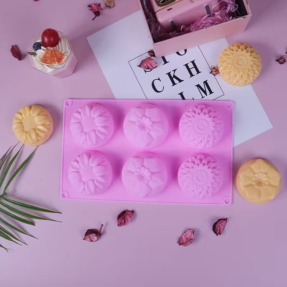 6 sets of 3 different flower-shaped silicone cake molds, baking handmade soap molds, sunflower mooncake molds, food grade