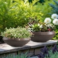 thumbnail image 4 of Concrete Bowl Planter, 23.2 Inch Dia x 8 Inch Height, Succulent Pot with Drain Hole, 21-inch Opening Flowerpot for Herbs, Bonsai, and Shallow-root Plants, Large Size, Rust, 4 of 7