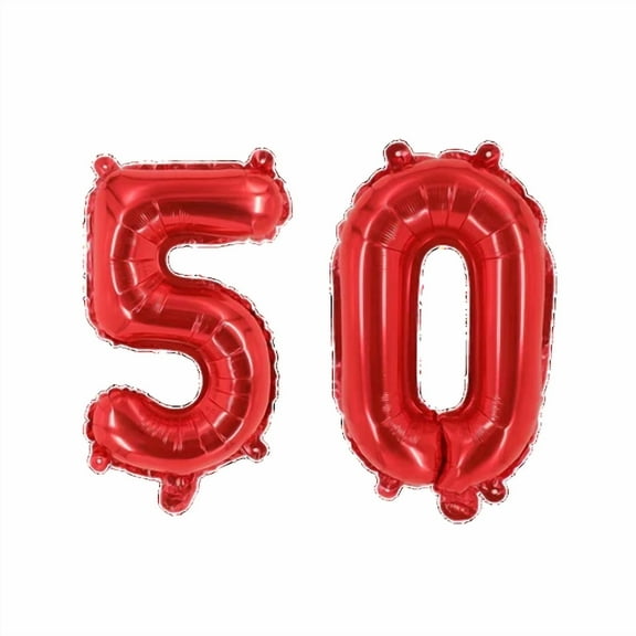 STARLIGHT- Number Fifty Red Balloon, 32" Foil Mylar, 50Th Birthday Party Decoration Balloon