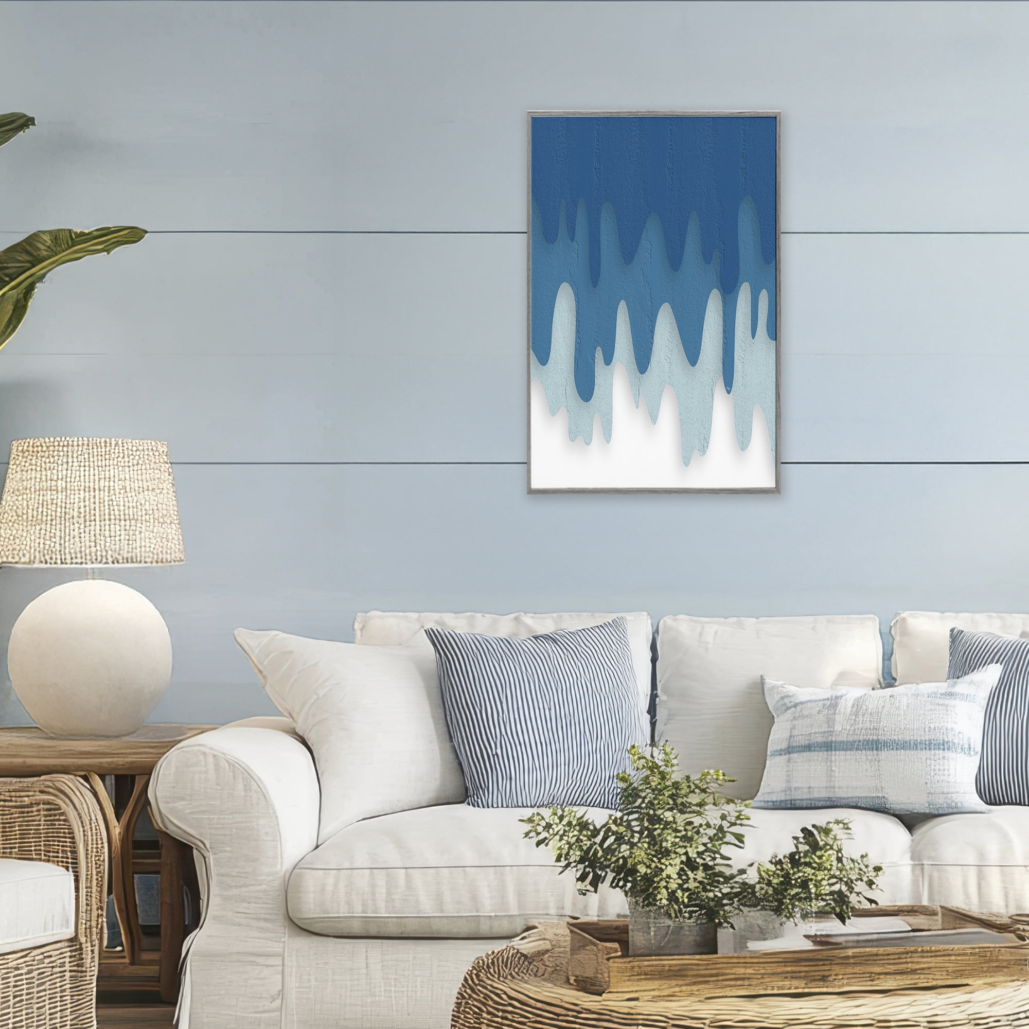 Stupell Industries Water Wave Fluid Contour Gray Framed Giclee Art, design by Martina Pavlova