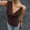 Coffee, variant on Summer Sleeveless Turtleneck Top with Metallic Embellishments and V-Neck