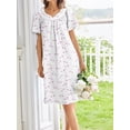 thumbnail image 2 of Avidlove Cotton Nightgowns for Women with Pocekts Short Sleeve House Dress Floral Printed Night Gown Sleepwear Lounge Mumu Dress, 2 of 5
