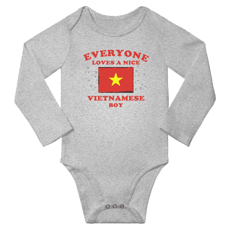 

Everyone Loves a Nice Vietnamese Boy Baby Long Slevve Bodysuit (Gray 6-12 Months)
