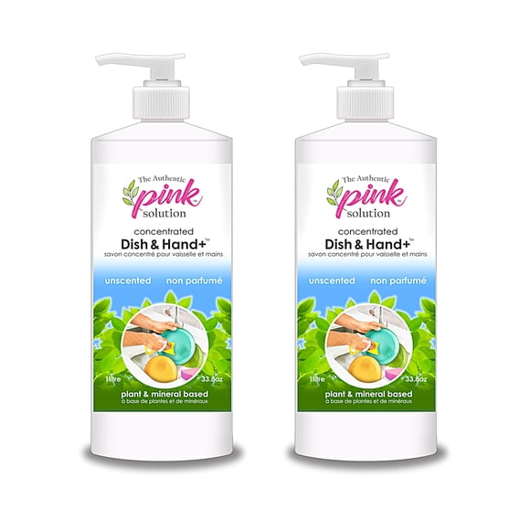 Pink Solution Savon à Vaisselle et pour les Mains 1 L (Lot de 2) (Non Parfumé)