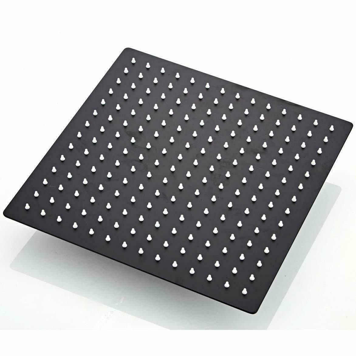 Black 16" Rain Shower Head Ultra thin Square Rainfall Sprayer Ceiling/Wall Mount