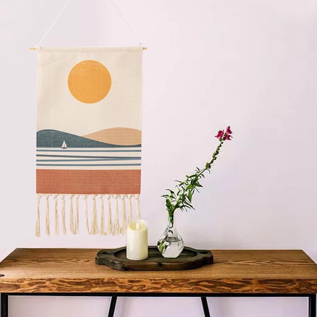 Arte 50x70cm Creativo Macrame Tejido Tufted Borla Tapiz Franja Tapices para Colgar en Guardería Acción de Gracias Decoración para Ad Paisaje Macarena Tapiz de macramé