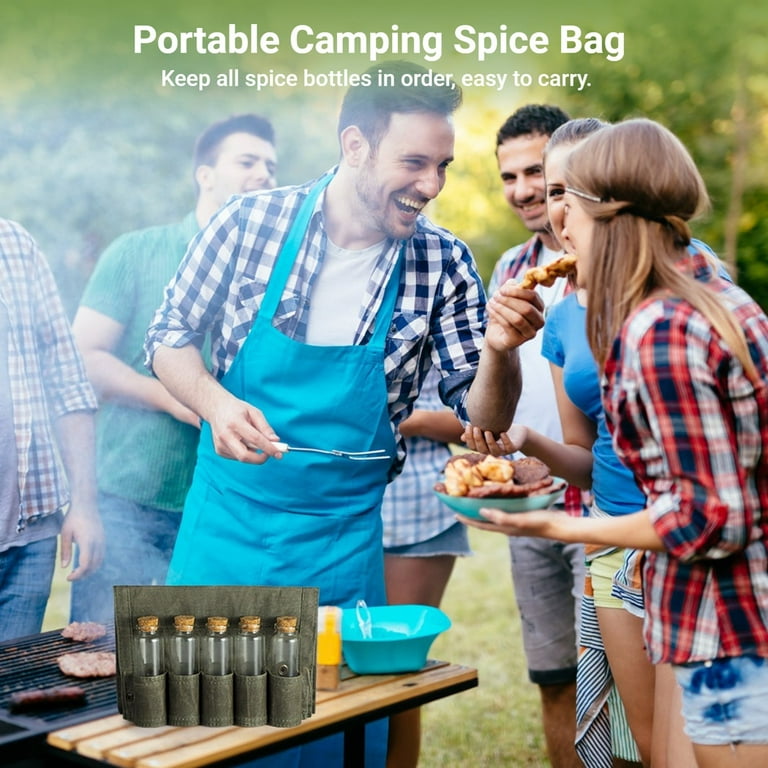 9Pcs/Set Camping Seasoning Bottle Set Storage Bag Portable Pepper Spice  Storage Jars Set Picnic Pouch BBQ Camping Supplies