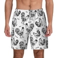 thumbnail image 2 of Picia Retro Rooster pattern Mens Swim Trunks with Compression Liner Stretch Beach Shorts Quick Dry with Zipper Pockets No-Chafing Board Shorts-Small, 2 of 9