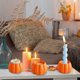 thumbnail image 4 of Candelabro de calabaza de Halloween de resina | Mini taza decorativa para velas, blanco, naranja, negro, púrpura | 6,5x4,5 cm de acento, decoración moderna de mesa de la casa de la cosecha, adorno, 4 of 6