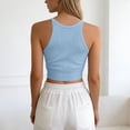 thumbnail image 5 of xfsWaSs Workout Tank Tops For Women Sleeveless Ribbed Knit Camisole Tank Top High Neck Cropped Basic T-Shirts Casual Summer Tops Trendy Summer Tops, 5 of 5