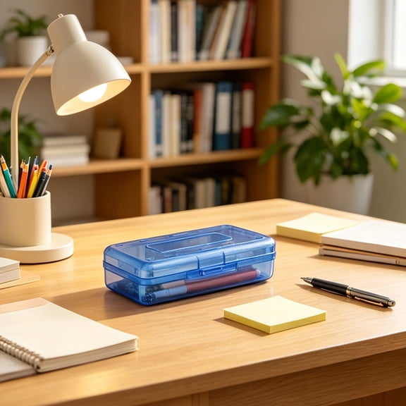2-Pack 8" Pencil Box Plastic Transparent Large Capacity Case with Drop-Resistant for Art Supplies