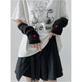 thumbnail image 3 of YooGuoGuo Women's Heart Knit Arm Warmers Y2k Arm Sleeves Fingerless Gloves, 3 of 6