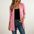 thumbnail image 5 of VISALY Women Open Front Cardigan 3/4 Sleeve Lightweight Mid Length Loose Fit Casual Shawl Cover Up Coat Solid Layering Outerwear Lightweight Open Front Cardigan Travel Beach Outfits Pink Xxl, 5 of 8