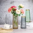 thumbnail image 4 of Uxcell Glass Flower Vase, Floral Vase with Gold Mouth Table Centerpieces, Green, 4 of 6