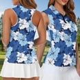 thumbnail image 4 of Jeiento Matching Golf Shirts for Couples Quarter Zip Sleeveless Golf Shirt for Women Blue Hibiscus Flowers Mens Slim Fit Short Sleeve Shirts, 4 of 7