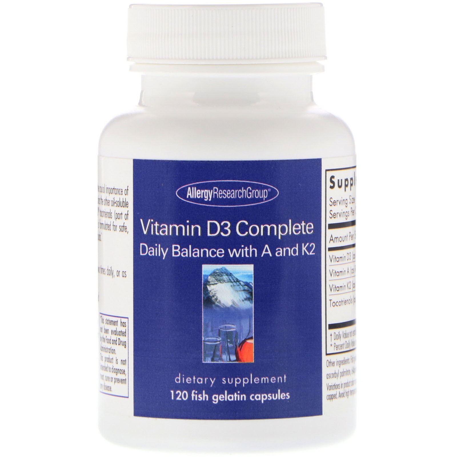 Allergy Research Group Vitamin D3 Complete, 120 Fish Gelatin Capsules