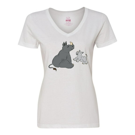 Inktastic Cute Rhinos Women's V-Neck T-Shirt