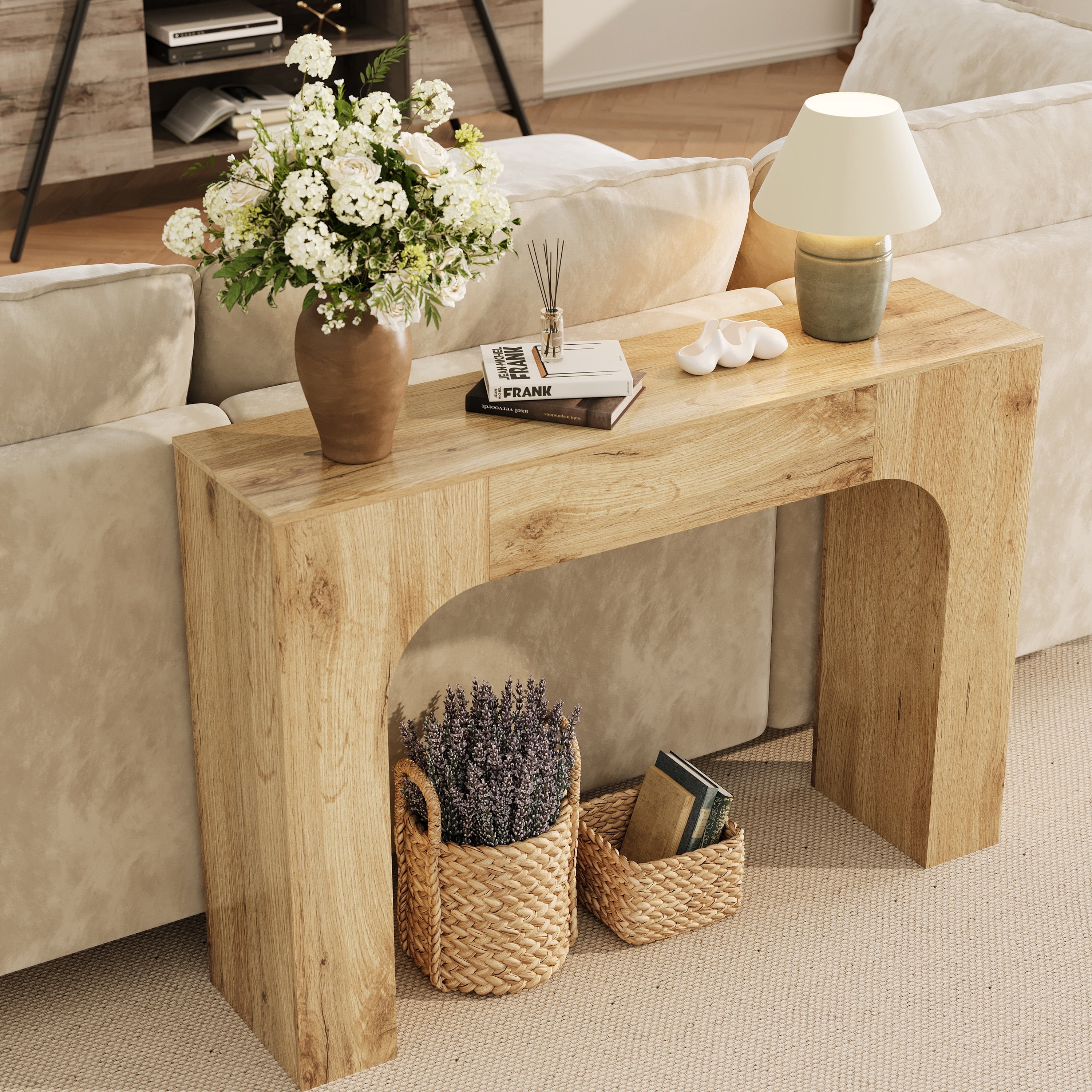 Slim Farmhouse Console Table for Living Room – Narrow Wooden Entryway Table, Rustic Oak Accent, Space-Saving Hallway Furniture, Ideal Behind Sofa or in Foyer, 47 Inch – 1.2 Michat Cracked Oak
