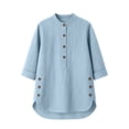 thumbnail image 5 of VBVC Women's 3/4 Sleeve Henley Blouses , Ladies' Mandarin Collar Half Button Shirts , Casual Loose Fit Tunic Tops For Women, S-2XL, 5 of 9