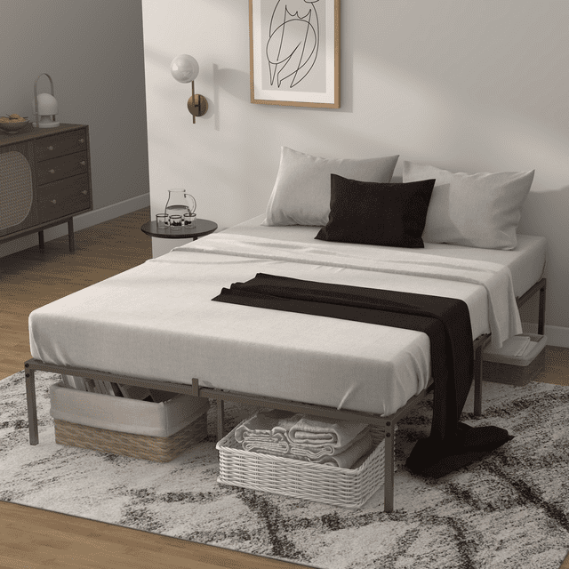 Base de Cama Metálica – Espacio de Almacenamiento – Resistente y Duradera – Fácil Montaje – Sin Base de Resortes – Sin Chirridos – Bordes Redondeados 203*153*38CM