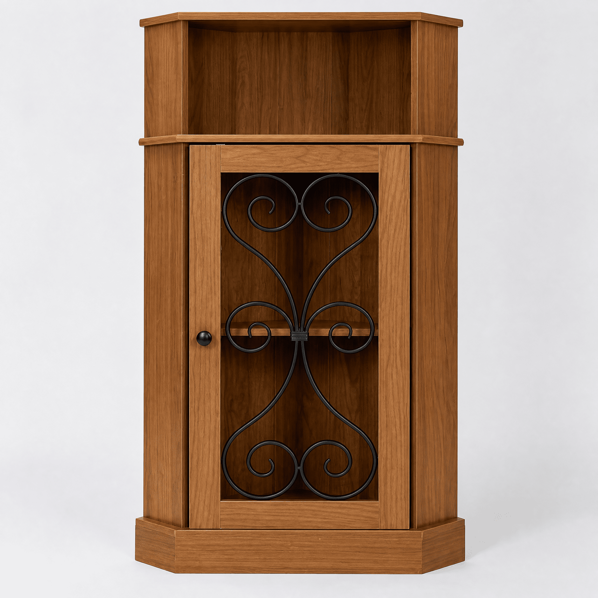 Corner Liquor Cabinet 3-Tier Display Storage with Door for Living Room Dining Room Bar