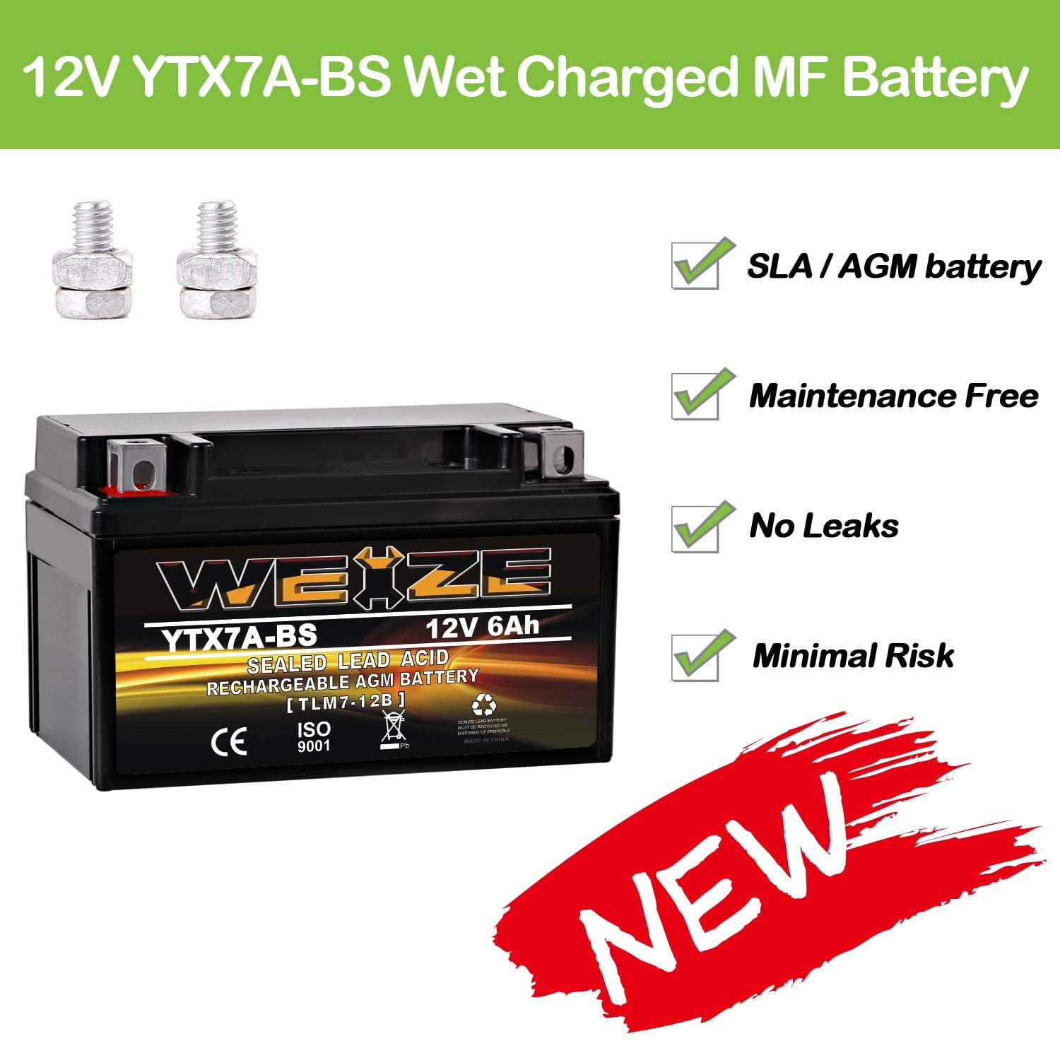 YTX14 BS ATV Battery High Performance - Maintenance Free - Sealed AGM YTX14-BS Motorcycle Battery compatible with Honda Suzuki Kawasaki Yamaha scooter snowmobile