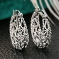 thumbnail image 4 of Women's Vintage Carved Openwork Floral U-Shaped Earrings, Elegant Copper Alloy Jewelry for Sensitive Ears, Fashion Gift Under $10, Silver One Size, 4 of 7