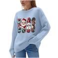 thumbnail image 3 of Danhjin Christmas Sweater Tops for Women Funny Print Oversized Crew Neck Long Sleeve Fall Winter Pullover Tunic Cute Shirts Fashion Comfy Soft Cozy Loungewear Outdoor Knitwear Blouses, 3 of 10