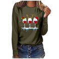 thumbnail image 2 of pimelu Christmas Shirts Clearance Womens Christmas Shirts Xmas Fashion Wine Glasses Print Graphics Pullover Blouses Loose Comfy Lightweight Crewneck Long Sleeve Tee Tops, 2 of 4