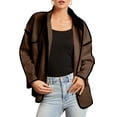 thumbnail image 3 of Chaqueta Corta de Mujer con Colores Contrastantes, Estilo Casual y Ligera, Ideal para Otoño e Invierno. Abrigo de Moda. Marrón L, 3 of 8