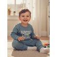 thumbnail image 5 of BemeyourBBs Auntie's Little Bestie Toddler Baby Boy 2 Piece Outfits Long Sleeve Letter Embroidery Waffle Knit Sweatshirt Pants Set Kids Spring Fall Winter Clothes, 5 of 9