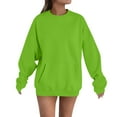 thumbnail image 3 of BiZtdJrK Oversized Crewneck Sweatshirt Women with Pockets Long Sleeve Pullover Casual Workout Tops Fall Fashion Outfits Green XL, 3 of 5