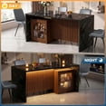 thumbnail image 5 of Hawsaiy 5 Piece Dining Table Set for 4, 63" Faux Marble Dining Table with LED Lights & Storage Cabinet, Kitchen Table and 4 PU Leather Upholstered Dining Chairs, Black, 5 of 10