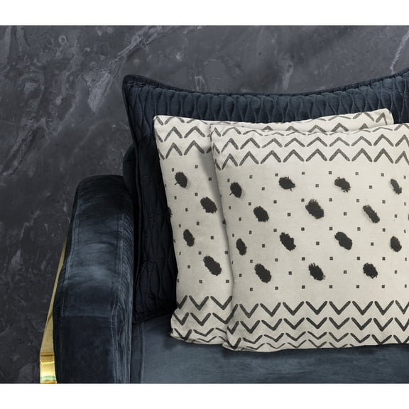 Laddha Home Designs Handwoven Over Tufted Tribal Cotton Throw Pillow - 20" - Brown and Black - Set