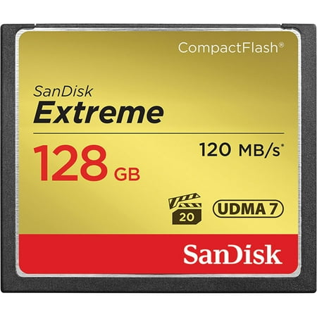 Sandisk Extreme CompactFlash 128GB Memory Card, UDMA 7, Up to 120 MB/s Read