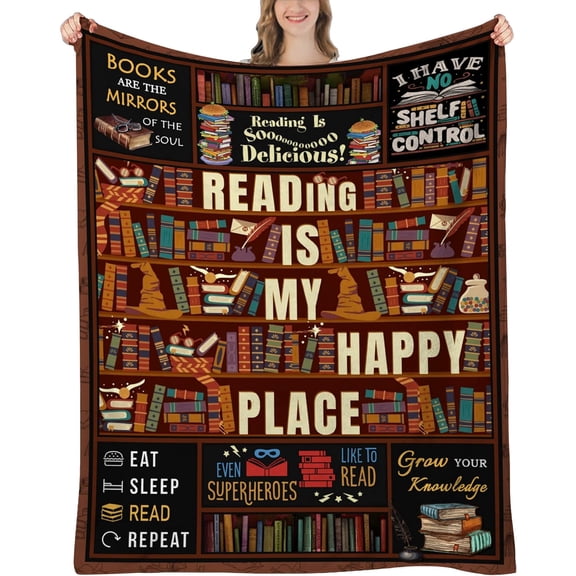 Book Lovers Gifts Reading Blanket for Women - Gifts for Book Lovers Women, Book Gifts for Bookworm/Bookish/Librarian, Gifts for Readers Book Lovers, 80"x60"