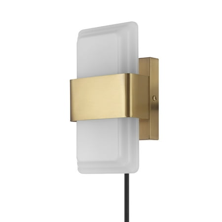 

Globe Electric Elowen 1-Light 19W LED Integrated Plug-In or Hardwire Wall Sconce with Frosted Acrylic Shade 91004440