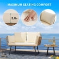 thumbnail image 6 of Dextrus Patio Furniture Wicker Outdoor Bistro Set, All-Weather Rattan Conversation Loveseat Sofa Chairs and Rectangle Table with Umbrella Hole - Beige, 6 of 13