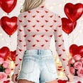 thumbnail image 5 of CAIXIA Valentine Womens Mock Neck Mesh Tops Love Print Western T Shirts Long Sleeve Layering Tops See Through Trendy Outfits, 5 of 5